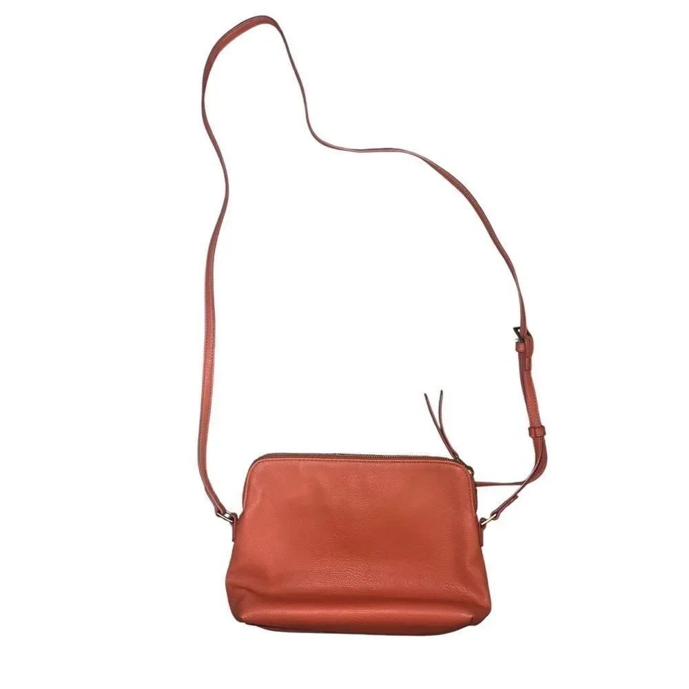 Universal Thread Orange Faux Leather Crossbody Bag Adjustable Strap EUC